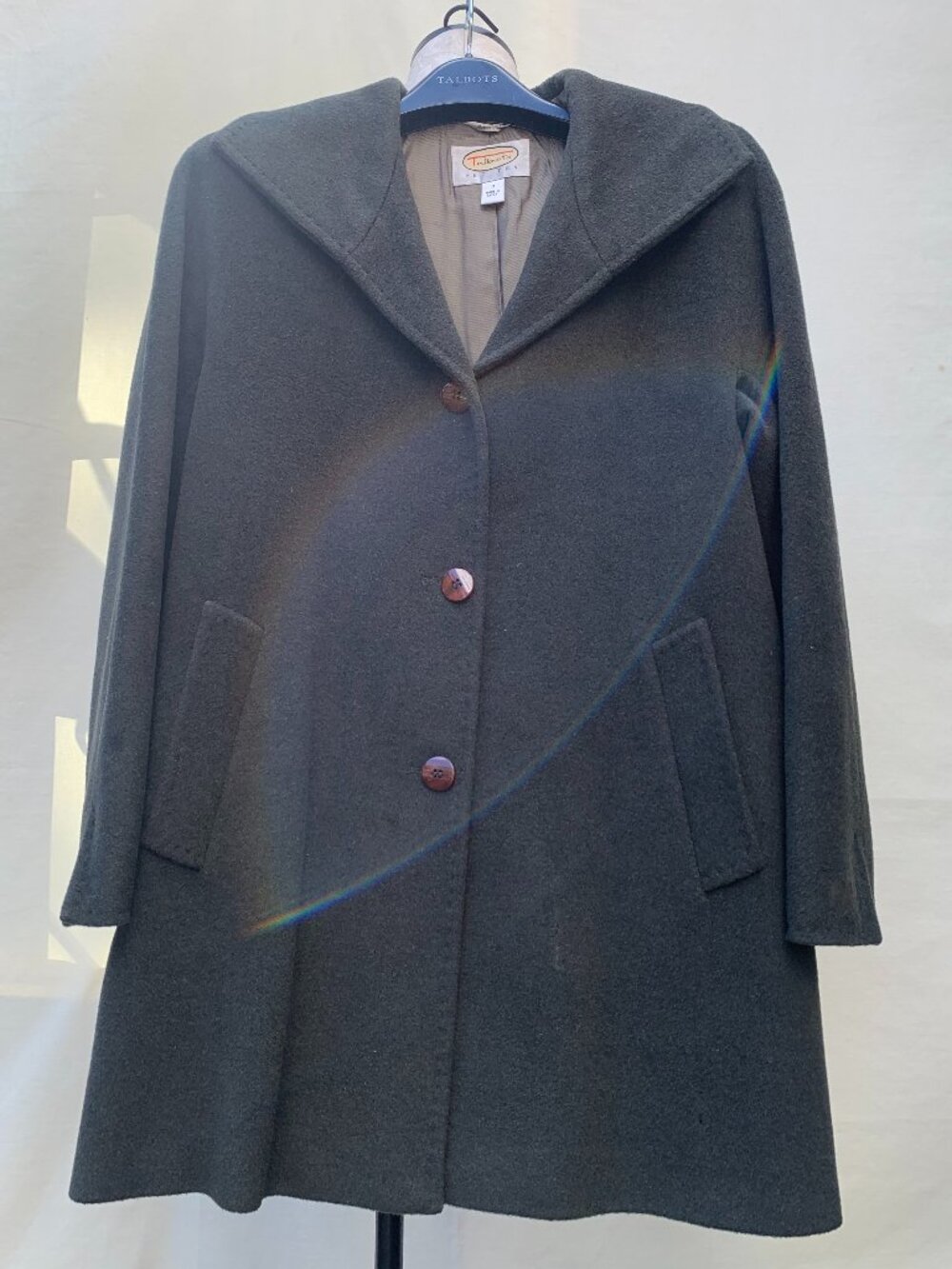 Vintage Talbots Petites Size 8P Hunter Green 100% Italian Wool Coat
